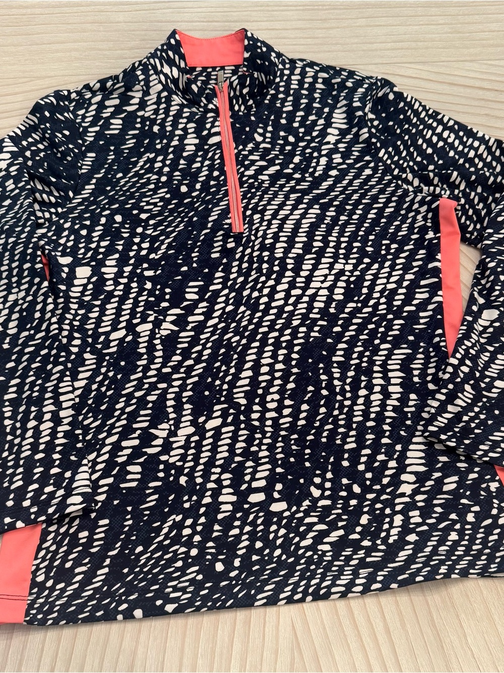 Women's Long Sleeve Quarter-Zip Performance Top - Black/Coral M